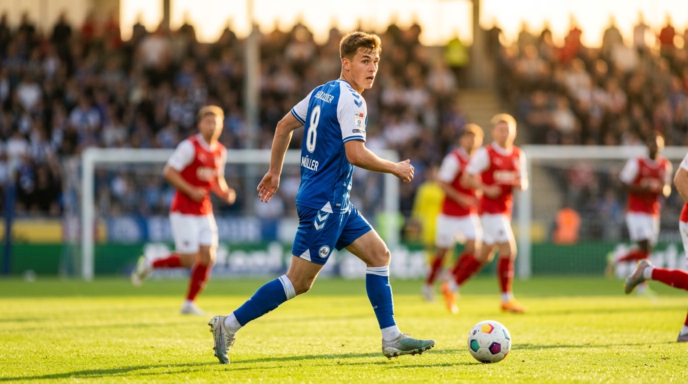 Young midfielder checking shoulder and scanning space before receiving the ball